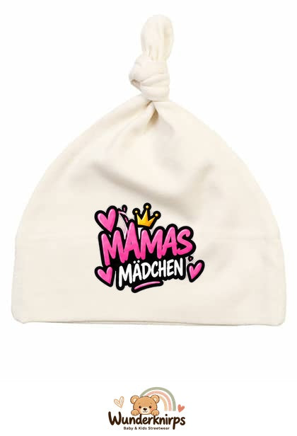 Knotenmütze Babybugz BZ15 in Natur mit Motiv Mamas Mädchen