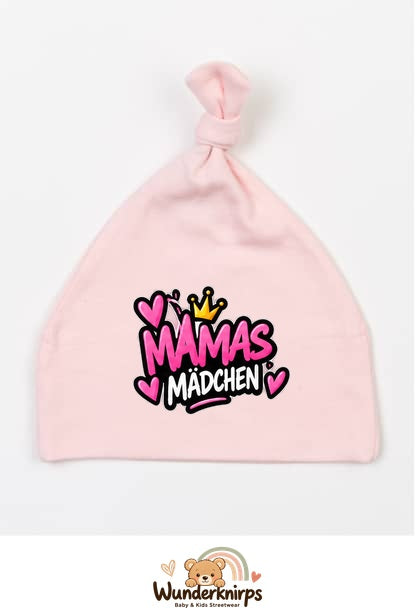 Knotenmütze Babybugz BZ15 in Pastellrosa mit Motiv Mamas Mädchen