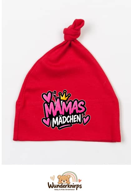 Knotenmütze Babybugz BZ15 in Rot mit Motiv Mamas Mädchen