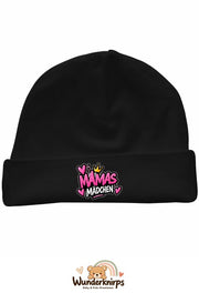 Umschlagmütze Rox-01 in Schwarz mit Motiv Mamas Mädchen