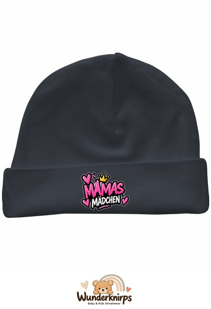 Umschlagmütze Rox-01 in Anthrazit mit Motiv Mamas Mädchen