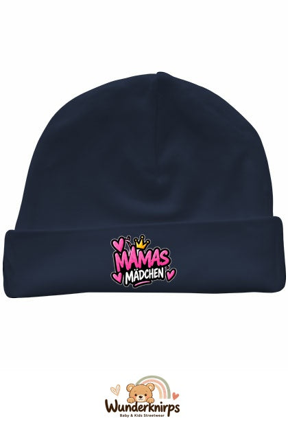 Umschlagmütze Rox-01 in Marineblau mit Motiv Mamas Mädchen