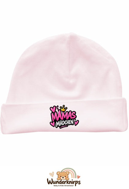 Umschlagmütze Rox-01 in Pastellrosa mit Motiv Mamas Mädchen