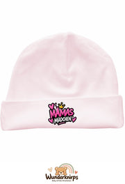 Umschlagmütze Rox-01 in Pastellrosa mit Motiv Mamas Mädchen