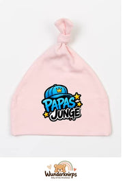 Knotenmütze Babybugz BZ15 in Pastellrosa mit Motiv Papas Junge