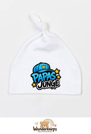Knotenmütze Babybugz BZ15 in Weiß mit Motiv Papas Junge