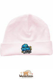 Umschlagmütze Rox-01 in Pastellrosa mit Motiv Papas Junge