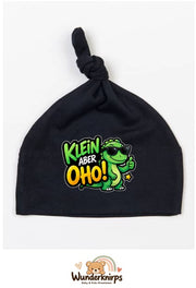 Knotenmütze Babybugz BZ15 in Schwarz mit Motiv Dino Klein, aber oho
