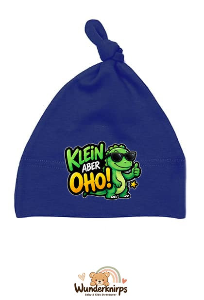 Knotenmütze Babybugz BZ15 in Marineblau mit Motiv Dino Klein, aber oho