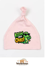 Knotenmütze Babybugz BZ15 in Pastellrosa mit Motiv Dino Klein, aber oho