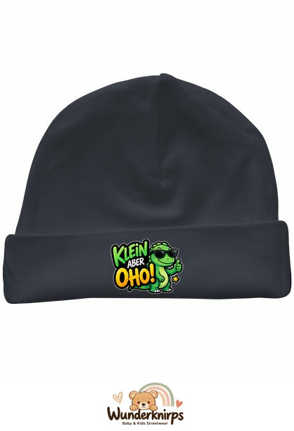 Umschlagmütze Rox-01 in Anthrazit mit Motiv Dino Klein, aber oho