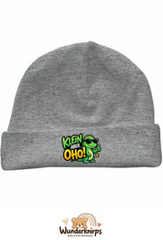 Umschlagmütze Rox-01 in Grau meliert mit Motiv Dino Klein, aber oho