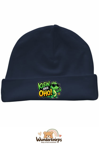 Umschlagmütze Rox-01 in Marineblau mit Motiv Dino Klein, aber oho