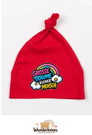Knotenmütze Babybugz BZ15 in Rot mit Motiv Regenbogen Große Träume