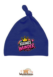 Knotenmütze Babybugz BZ15 in Marineblau mit Motiv Kleines Wunder mit Regenbogen