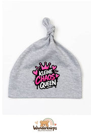 Knotenmütze Babybugz BZ15 in Grau meliert mit Motiv Kleine Chaos Queen