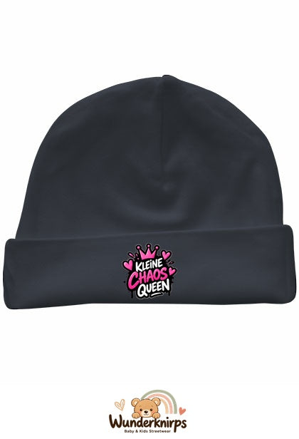 Umschlagmütze Rox-01 in Anthrazit mit Motiv Kleine Chaos Queen