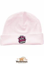 Umschlagmütze Rox-01 in Pastellrosa mit Motiv Kleine Chaos Queen