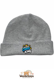 Umschlagmütze Rox-01 in Grau meliert mit Motiv Kleiner Chaos King