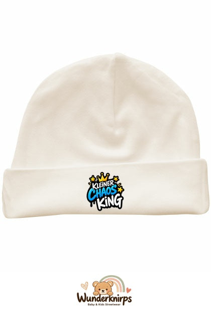 Umschlagmütze Rox-01 in Natur mit Motiv Kleiner Chaos King