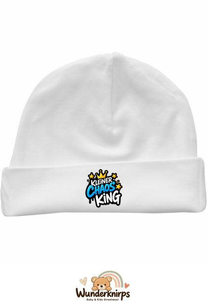 Umschlagmütze Rox-01 in Weiß mit Motiv Kleiner Chaos King