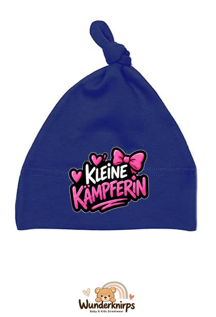 Knotenmütze Babybugz BZ15 in Marineblau mit Motiv Kleine Kämpferin
