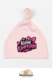 Knotenmütze Babybugz BZ15 in Pastellrosa mit Motiv Kleine Kämpferin