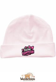 Umschlagmütze Rox-01 in Pastellrosa mit Motiv Kleine Kämpferin
