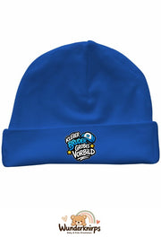 Umschlagmütze Rox-01 in Royalblau mit Motiv Kleiner Bruder, großes Vorbild