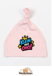 Knotenmütze Babybugz BZ15 in Pastellrosa mit Motiv Klein, aber oho