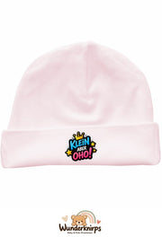 Umschlagmütze Rox-01 in Pastellrosa mit Motiv Klein, aber oho
