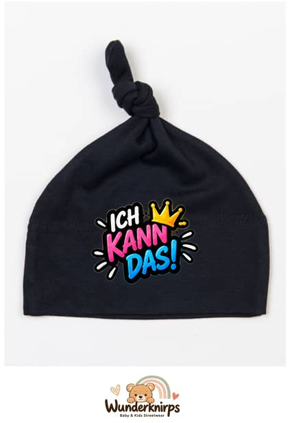 Knotenmütze Babybugz BZ15 in Schwarz mit Motiv Ich kann das