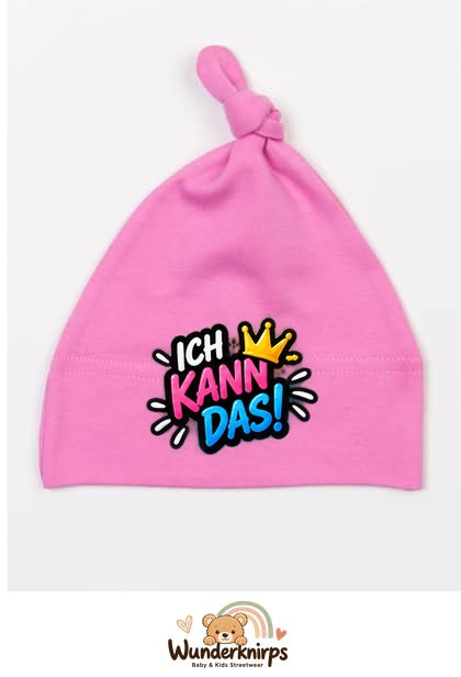 Knotenmütze Babybugz BZ15 in Bubblegum-Pink mit Motiv Ich kann das