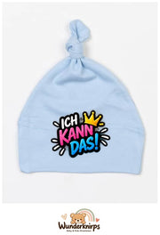 Knotenmütze Babybugz BZ15 in Staubblau mit Motiv Ich kann das