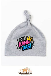 Knotenmütze Babybugz BZ15 in Grau meliert mit Motiv Ich kann das