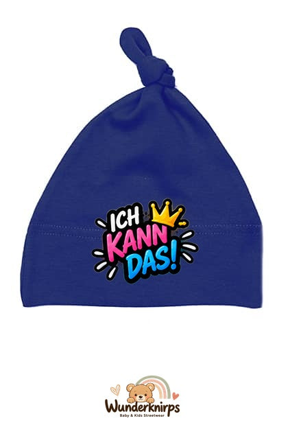 Knotenmütze Babybugz BZ15 in Marineblau mit Motiv Ich kann das