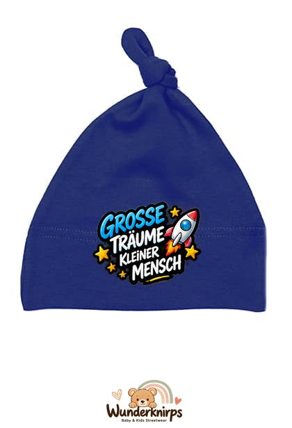 Knotenmütze Babybugz BZ15 in Marineblau mit Motiv Rakete Große Träume