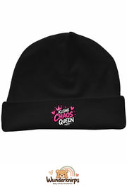 Umschlagmütze Rox-01 in Schwarz mit Motiv Kleine Chaos Queen