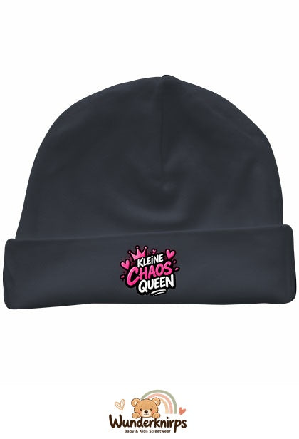 Umschlagmütze Rox-01 in Anthrazit mit Motiv Kleine Chaos Queen