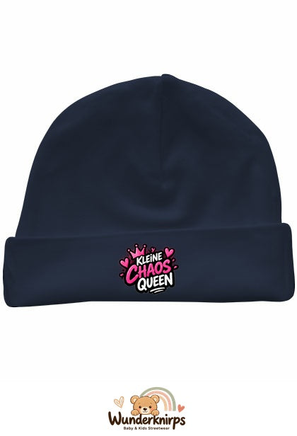 Umschlagmütze Rox-01 in Marineblau mit Motiv Kleine Chaos Queen