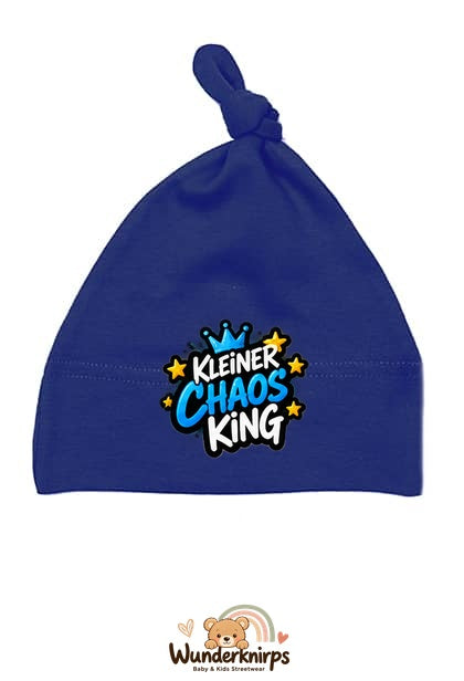 Knotenmütze Babybugz BZ15 in Marineblau mit Motiv Kleiner Chaos King