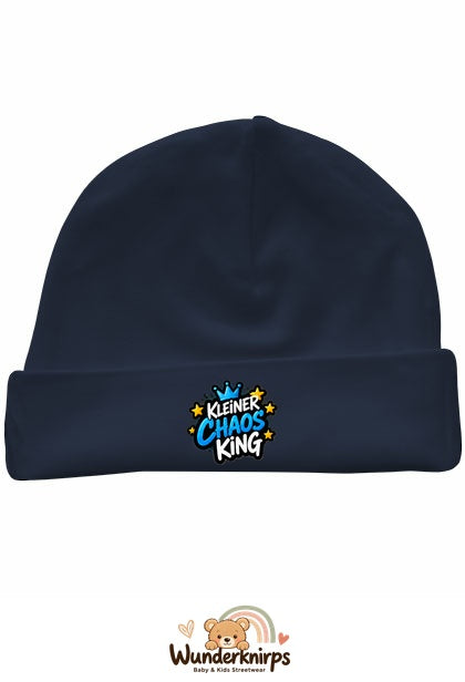 Umschlagmütze Rox-01 in Marineblau mit Motiv Kleiner Chaos King