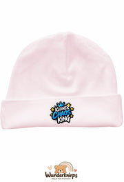 Umschlagmütze Rox-01 in Pastellrosa mit Motiv Kleiner Chaos King