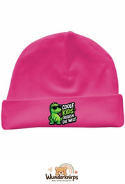 Umschlagmütze Rox-01 in Pink mit Motiv Coole Kids regeln die Welt