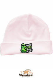 Umschlagmütze Rox-01 in Pastellrosa mit Motiv Coole Kids regeln die Welt