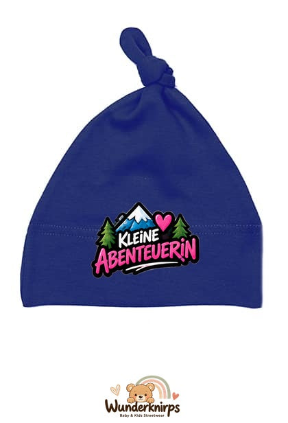Knotenmütze Babybugz BZ15 in Marineblau mit Motiv Kleine Abenteurerin