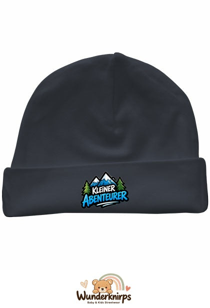 Umschlagmütze Rox-01 in Anthrazit mit Motiv Kleiner Abenteurer