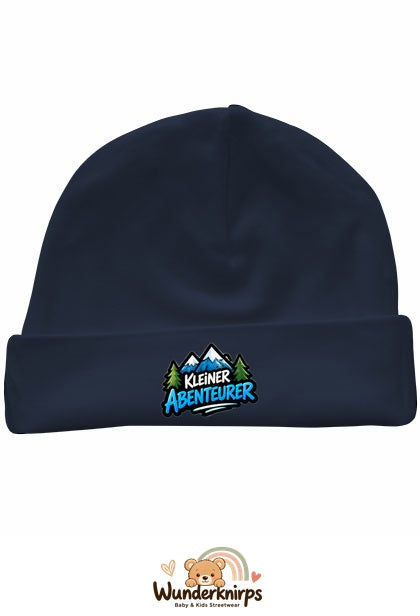 Umschlagmütze Rox-01 in Marineblau mit Motiv Kleiner Abenteurer