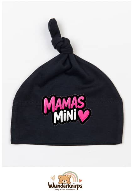 Knotenmütze Babybugz BZ15 in Schwarz mit Motiv Mamas Mini
