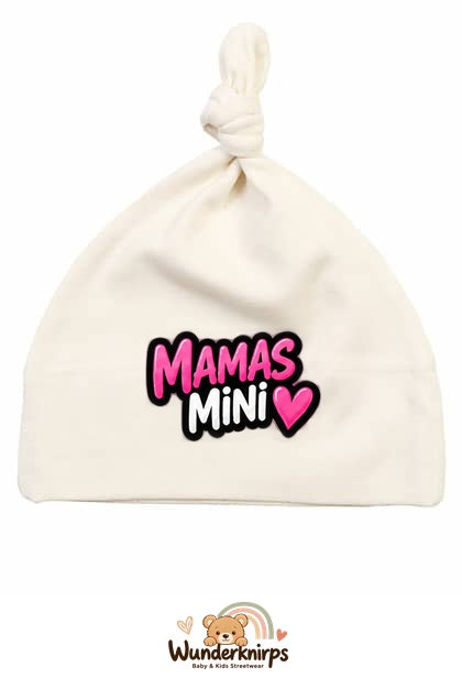 Knotenmütze Babybugz BZ15 in Natur mit Motiv Mamas Mini